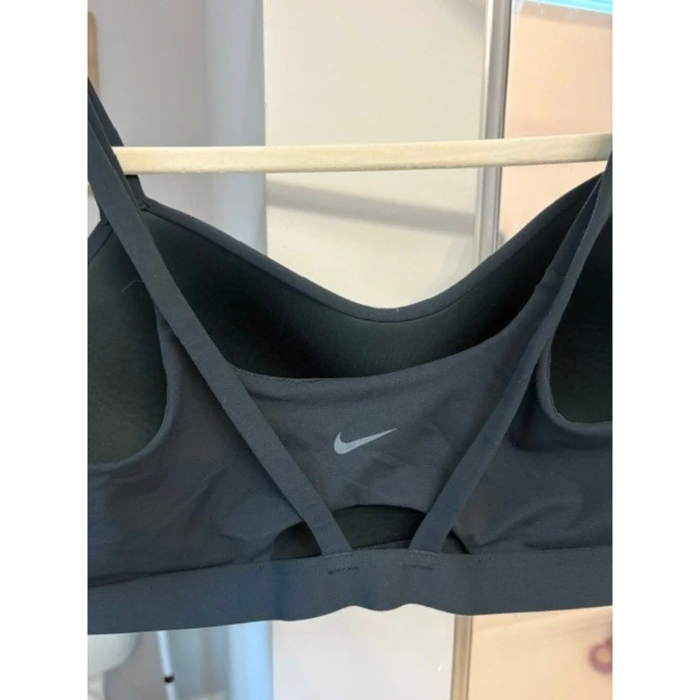 Nike Womens Dri-FIT Indy Light Support Sports Bra Gray Strappy V-Neck Size XL